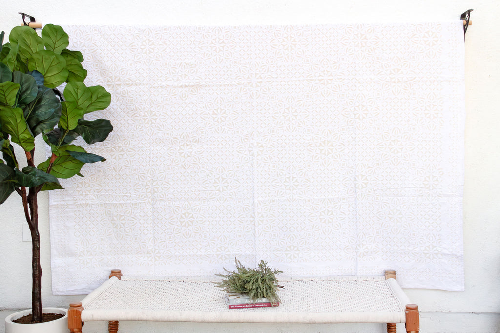 Starflower Artisan Cotton Cutwork Bedcover