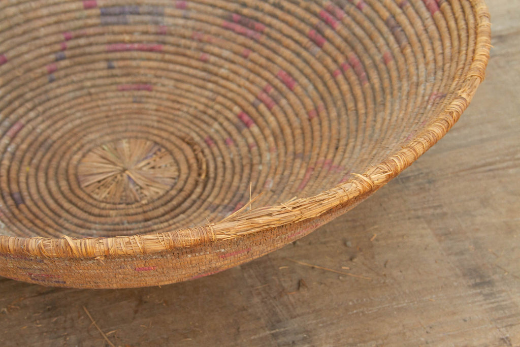 Antique Faded Geometric Winnowing Bowl (Trade)