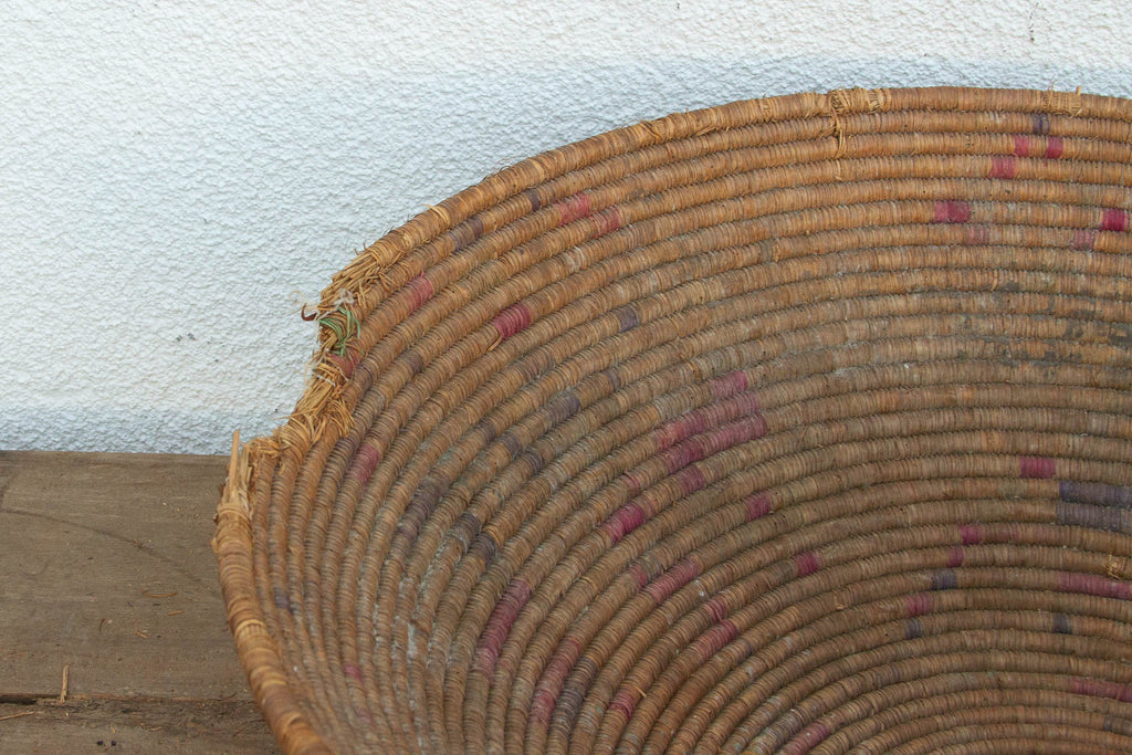 Antique Faded Geometric Winnowing Bowl (Trade)