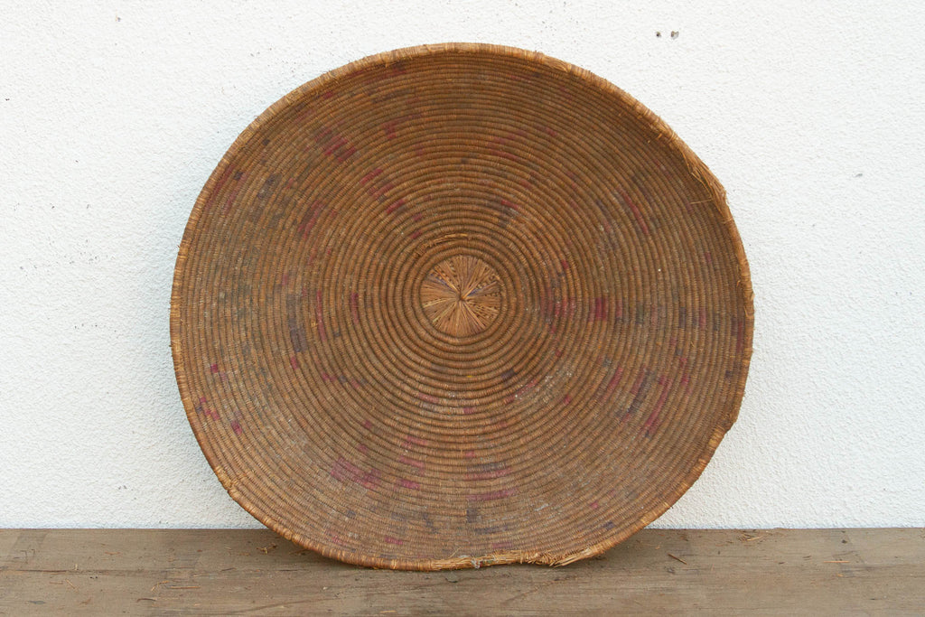 Antique Faded Geometric Winnowing Bowl (Trade)