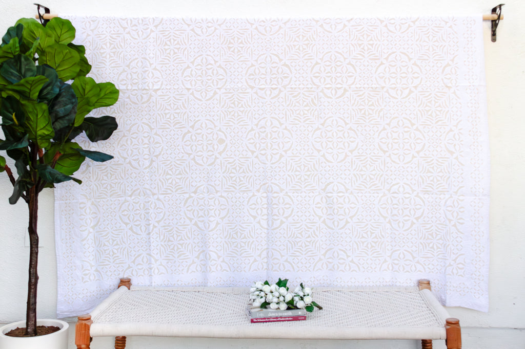 Zinnia Sprial Artisan Applique Bedcover