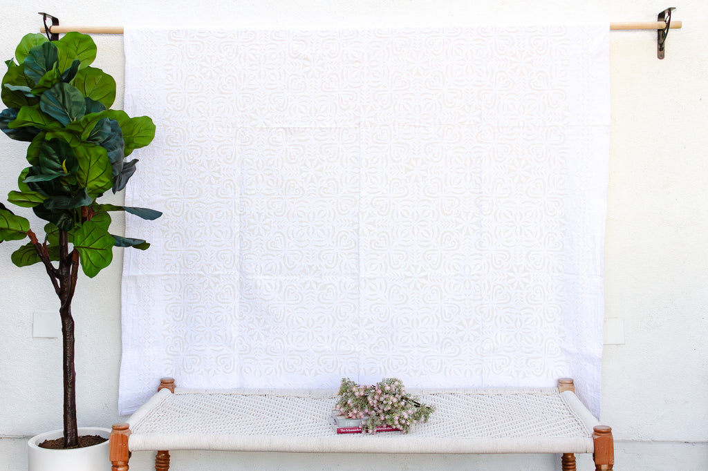 Rose Mosaic Floral Applique Bedcover