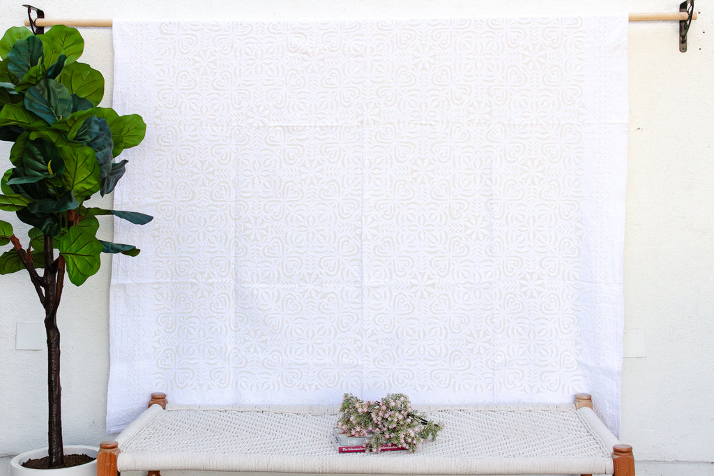 Rose Mosaic Floral Applique Bedcover