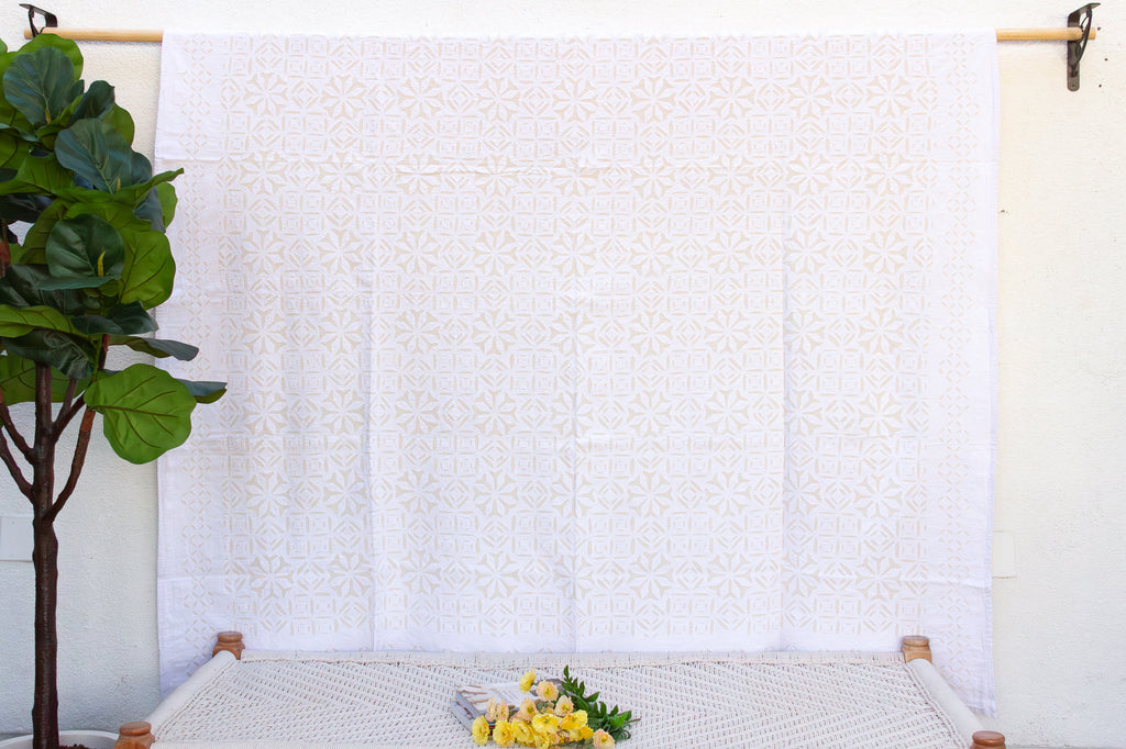 Dahhia Radiance White Cotton Bedcover