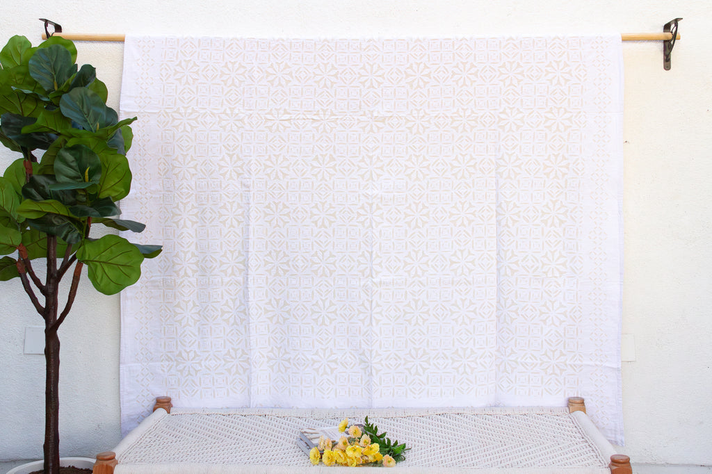 Dahhia Radiance White Cotton Bedcover