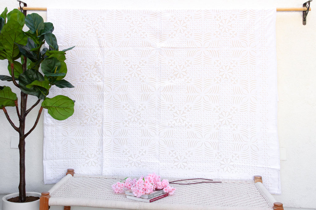 Morning Glory Handmade White Applique Bedcover