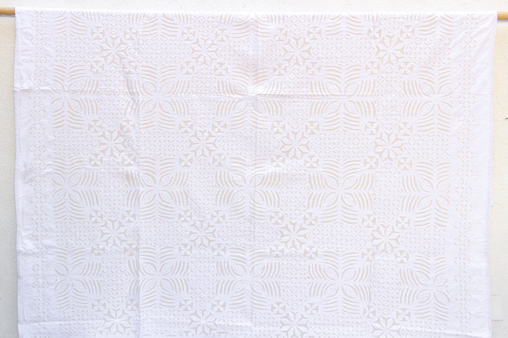 Morning Glory Handmade White Applique Bedcover