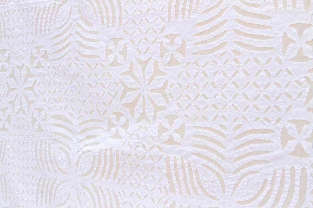 Morning Glory Handmade White Applique Bedcover