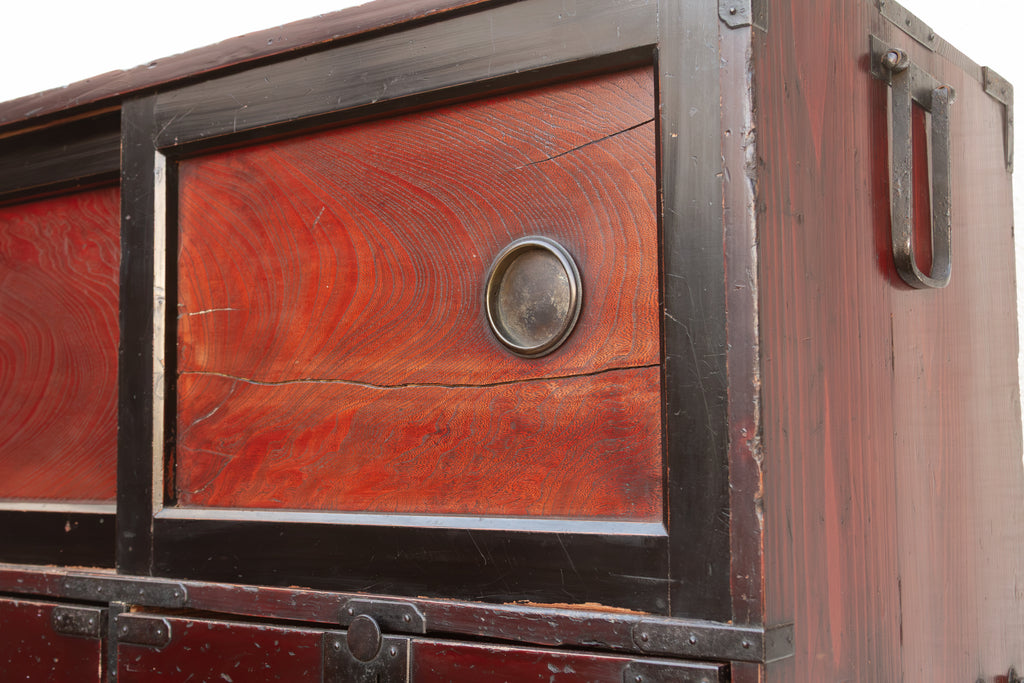 Antique Painted Japanese Chest on Chest Tansu