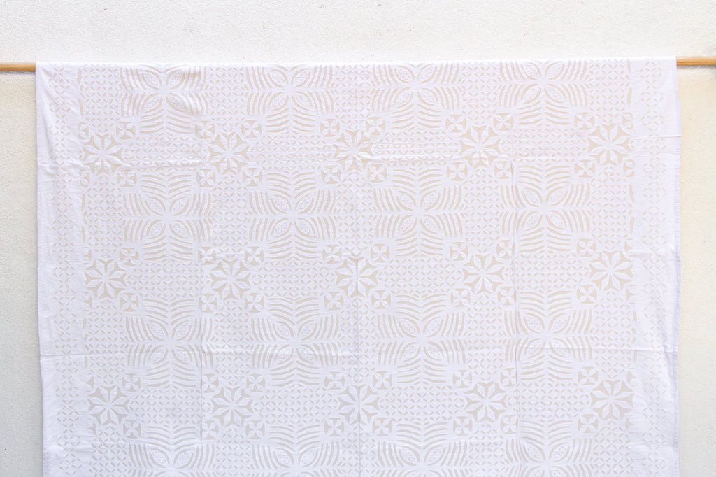 Sunflower Bloom White Cotton Applique Bedcover