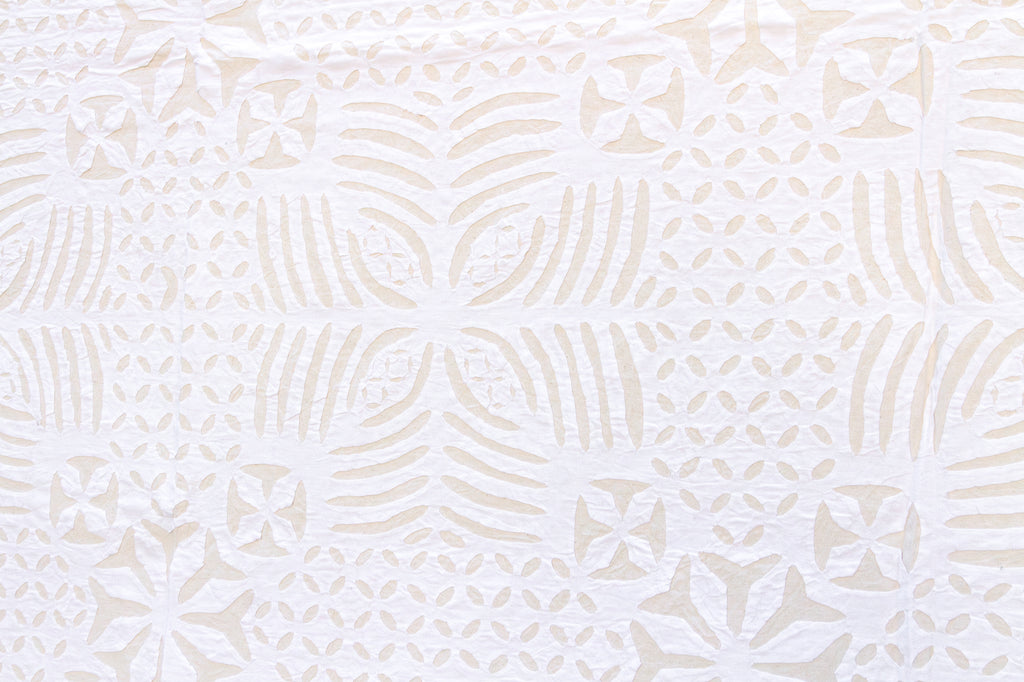 Sunflower Bloom White Cotton Applique Bedcover