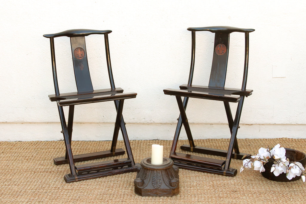 Pair of Antique Folding Campaign Chair