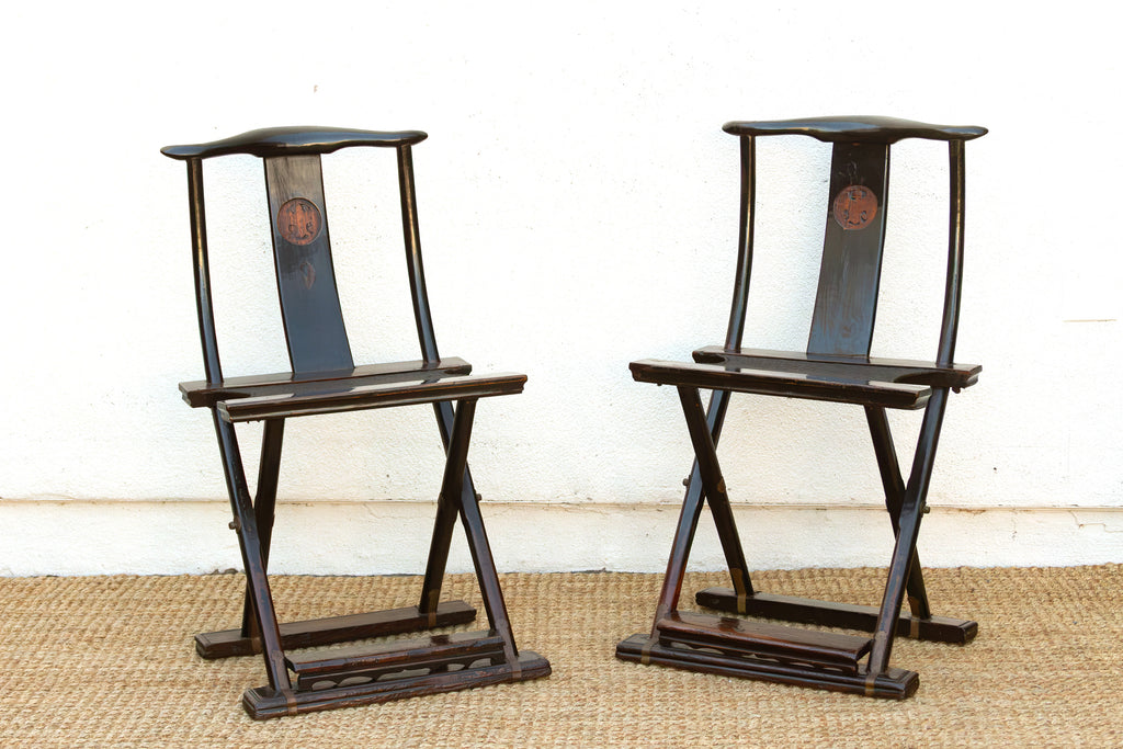 Pair of Antique Folding Campaign Chair