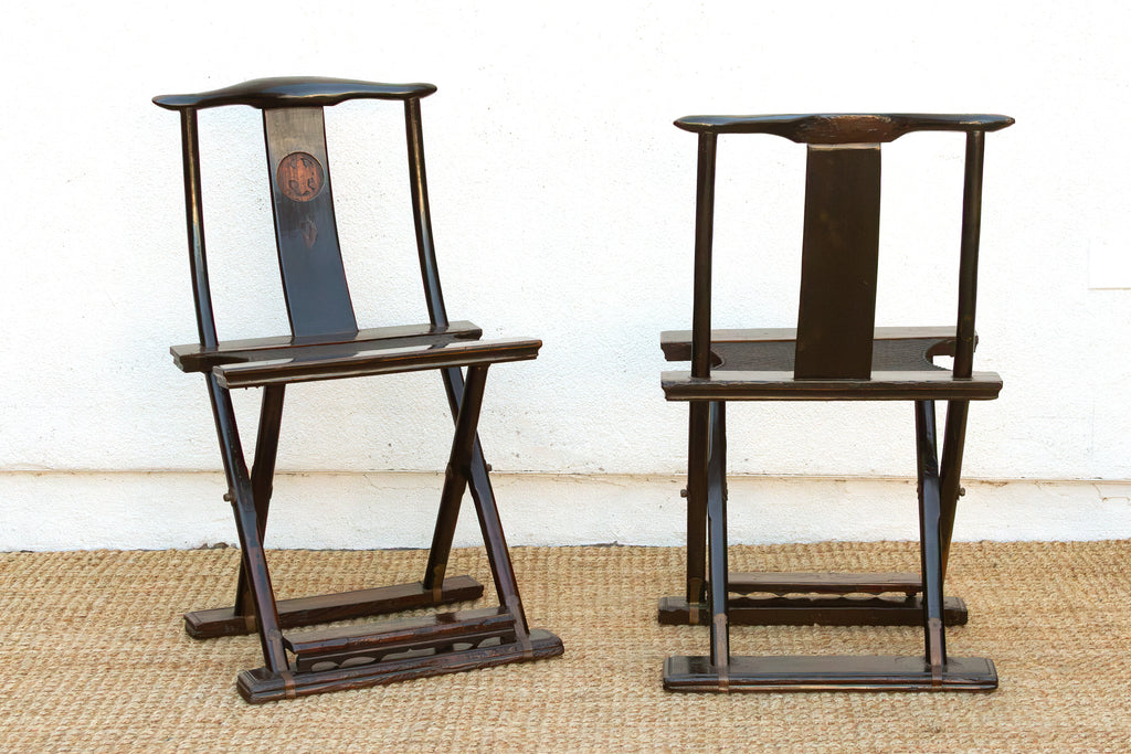 Pair of Antique Folding Campaign Chair
