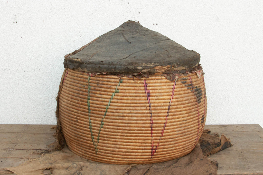 Museum-Scale Antique Tribal Drum Storage Basket (Trade)