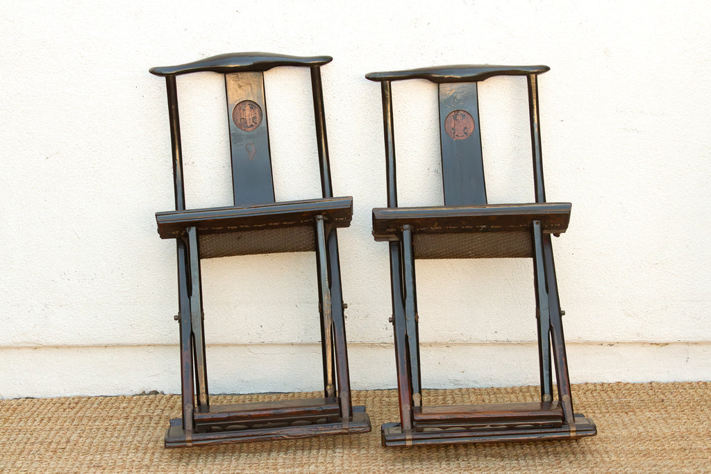 Pair of Antique Folding Campaign Chair