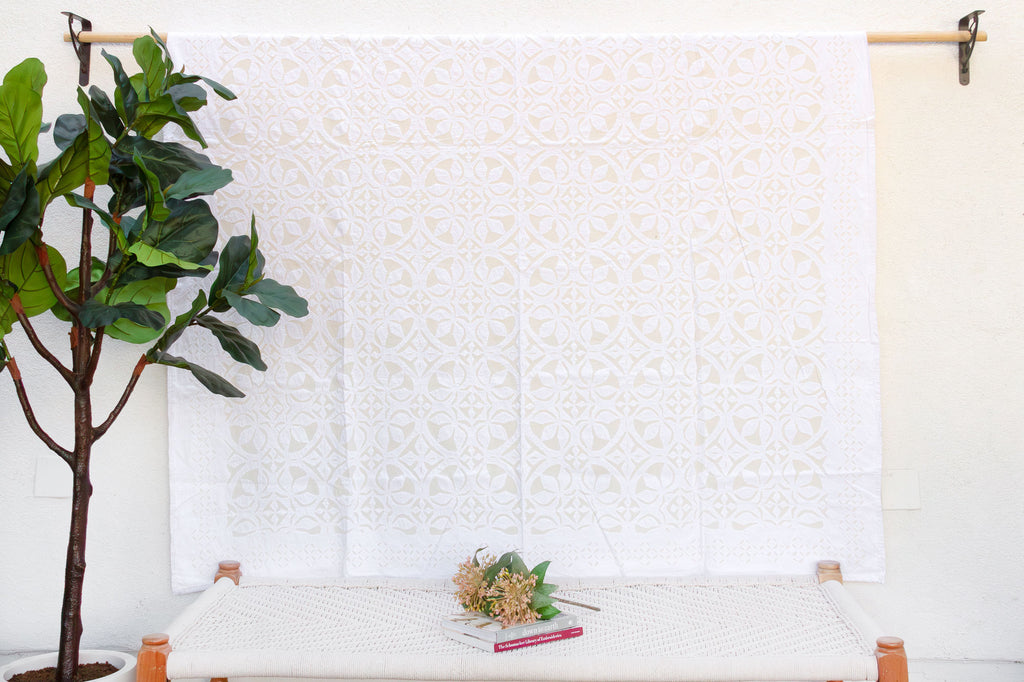 Lotus Bloom Artisan Floral Applique Quilt