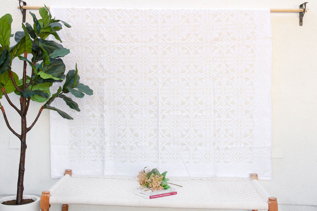 Lotus Bloom Artisan Floral Applique Quilt