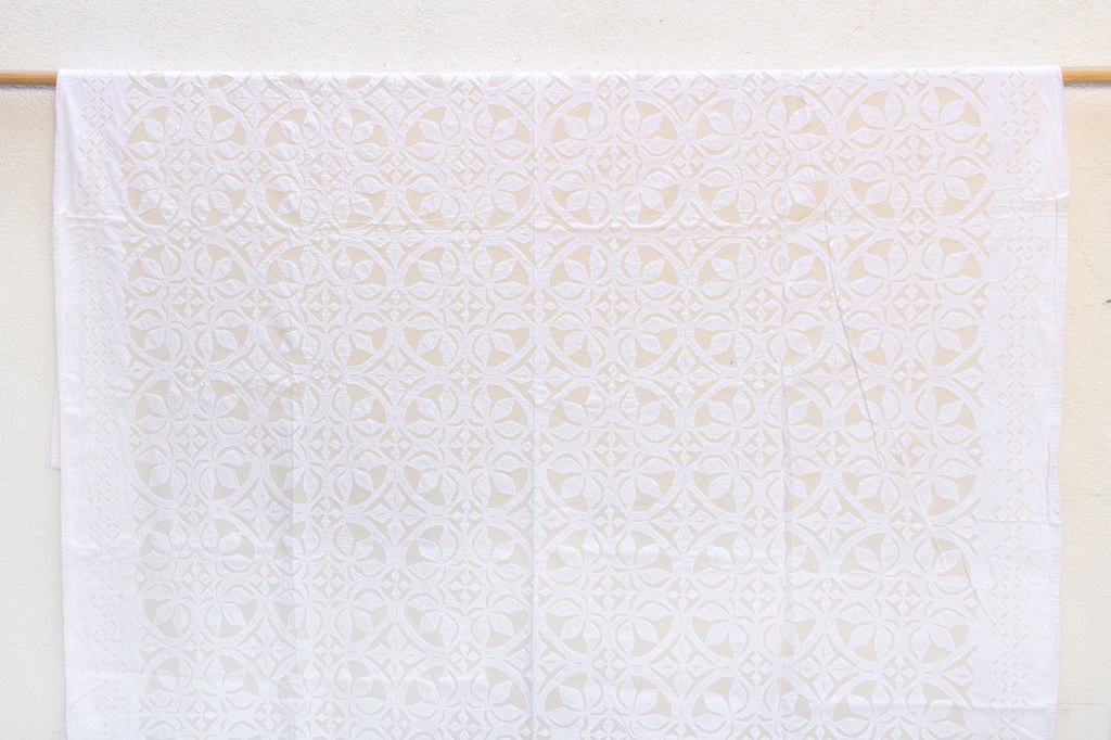 Lotus Bloom Artisan Floral Applique Quilt