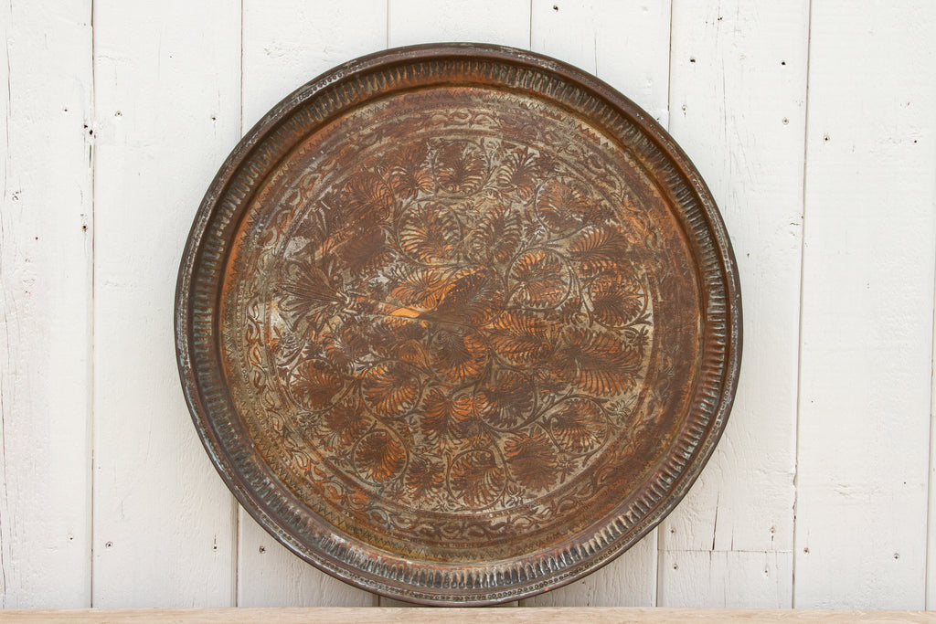 Antique Finely Engraved Copper Tray
