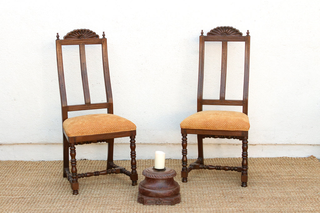 Pair of Spanish Colonial Carved Chairs