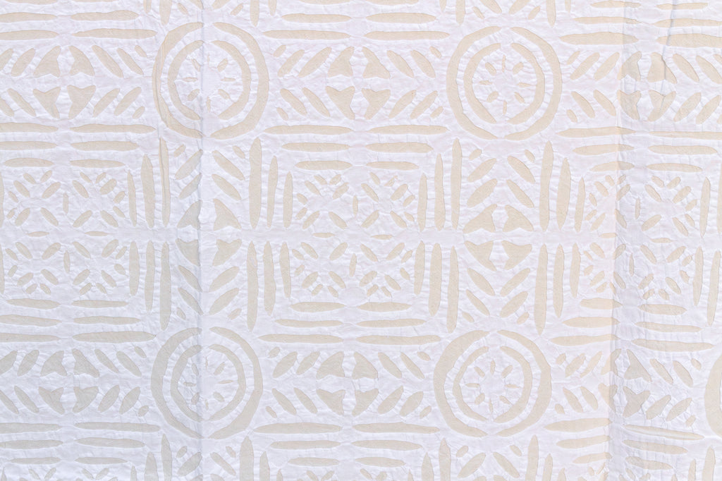 Tulip Star White Cotton Boho Applique Bedcover