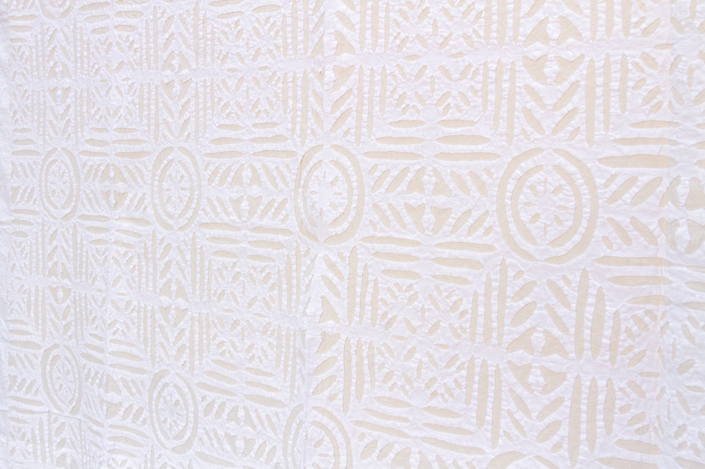 Tulip Star White Cotton Boho Applique Bedcover