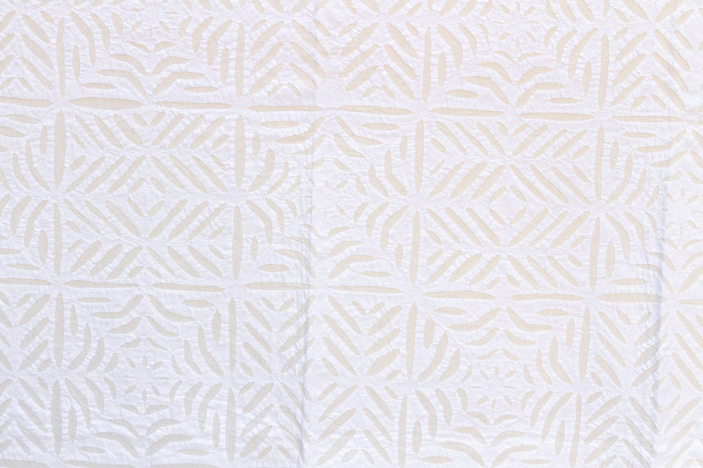 Ocean Wave White Cotton Applique Bedcover