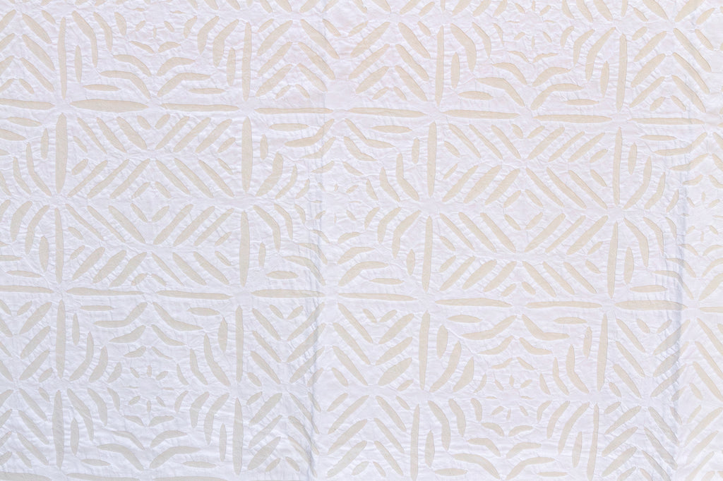 Ocean Wave White Cotton Applique Bedcover