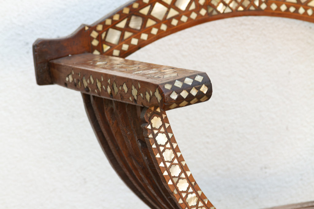 Rare Antique Mother of Pearl Inlay Savonarola Chair