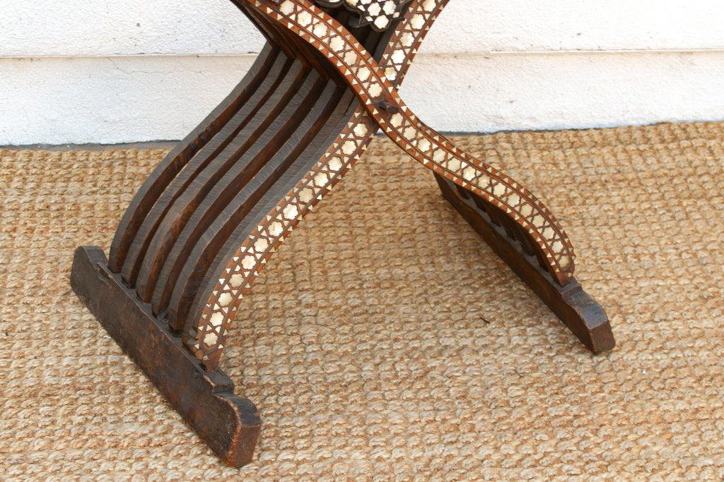Rare Antique Mother of Pearl Inlay Savonarola Chair