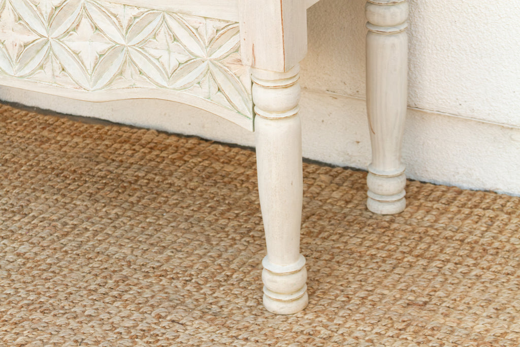 Reclaimed Wood Whitewash Carved Nahuala Console