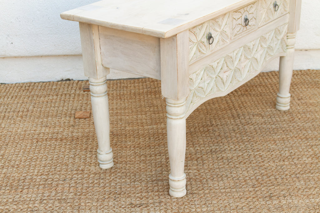 Reclaimed Wood Whitewash Carved Nahuala Console