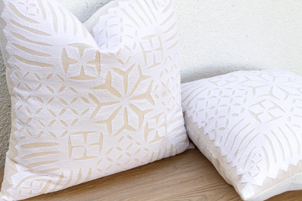 Jaisalmer Star, Pair of White Appliqué  Pillow Covers (Trade)