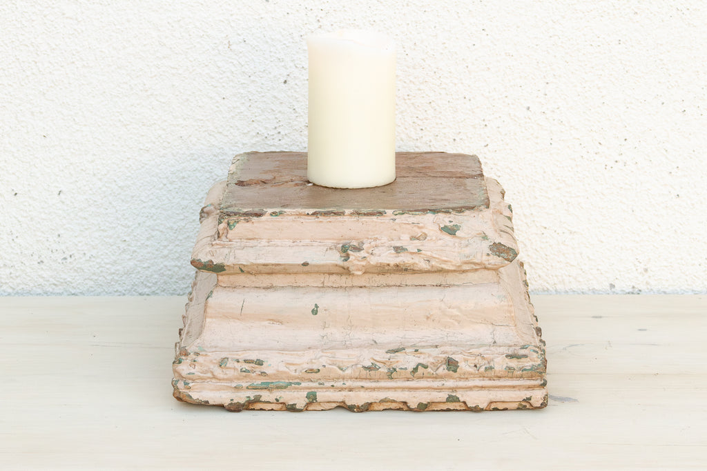 Antique Painted Pastel White Column Base