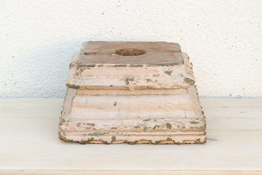Antique Painted Pastel White Column Base