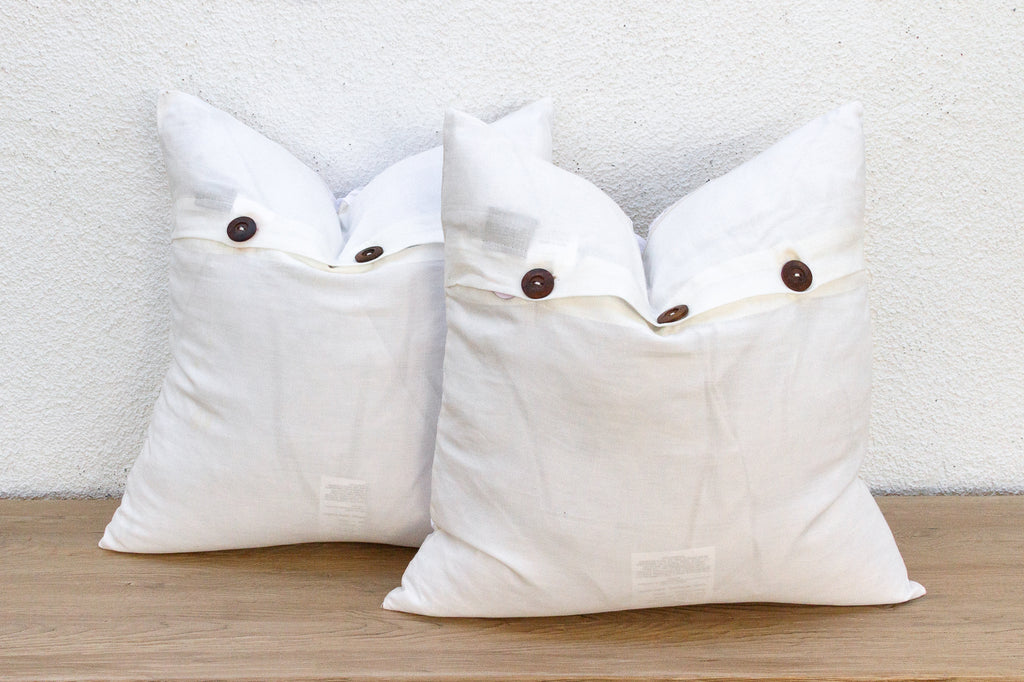 Jaipur White, Pair of Appliqué  Pillow Covers