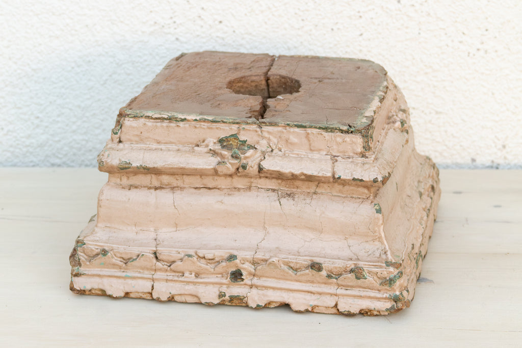 Antique Painted Pastel White Column Base