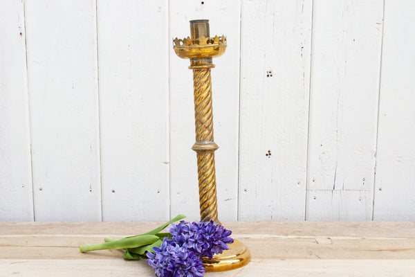 Tall Antique Brass Candle Holder
