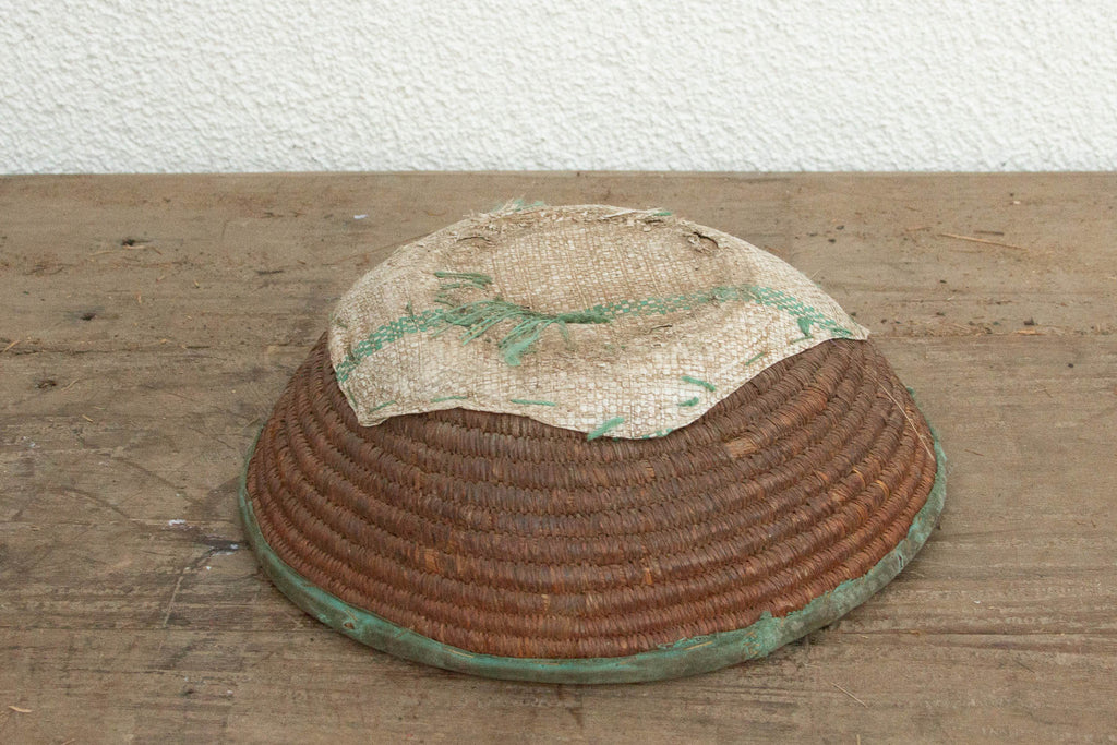 Rustic Coiled Basket with Textile Rim (Trade)