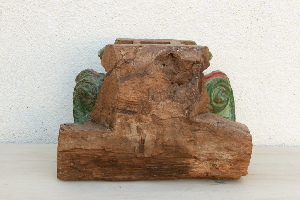 Large Heavily Carved Floral Teak Capital (Trade)