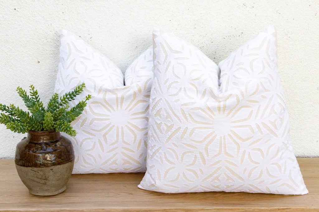 Marble Scroll, Pair of Appliqué Pillow Covers (Trade)