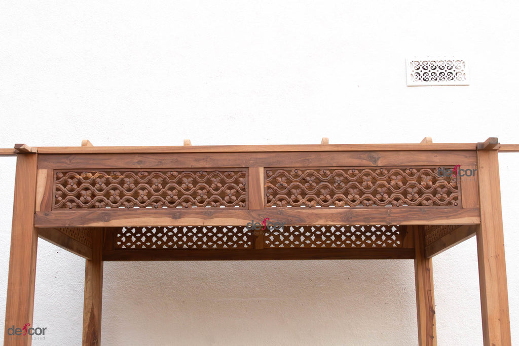 Carved Floral Jali Canopy Sanctuary Daybed