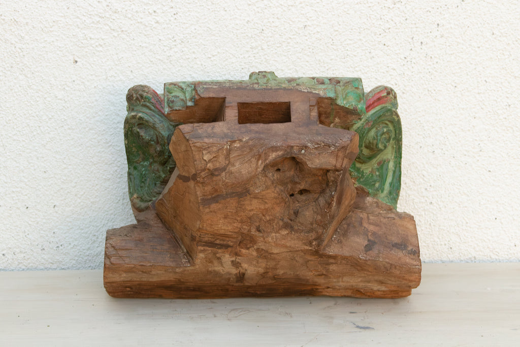 Large Heavily Carved Floral Teak Capital (Trade)