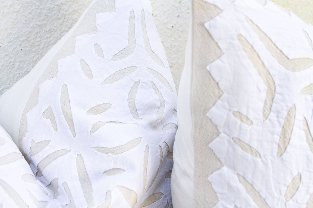 Marble Scroll, Pair of Appliqué Pillow Covers (Trade)