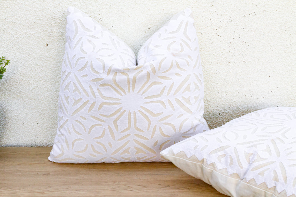 Marble Scroll, Pair of Appliqué Pillow Covers (Trade)