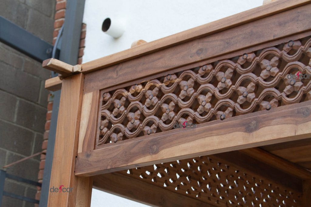 Carved Floral Jali Canopy Sanctuary Daybed