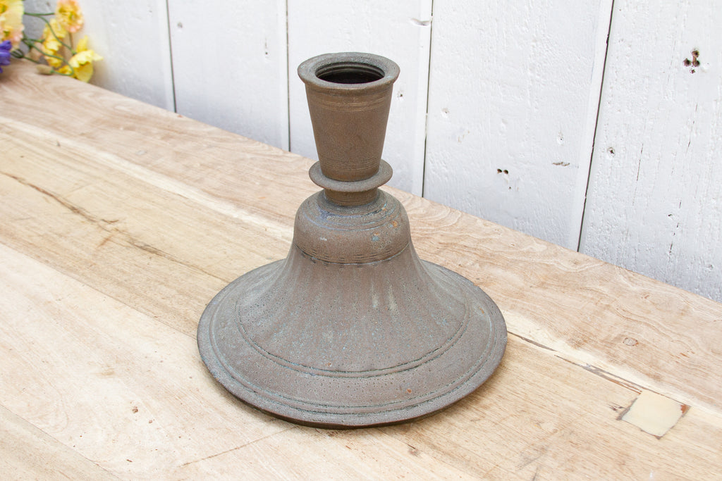 Antique Aged Copper Candle Holder