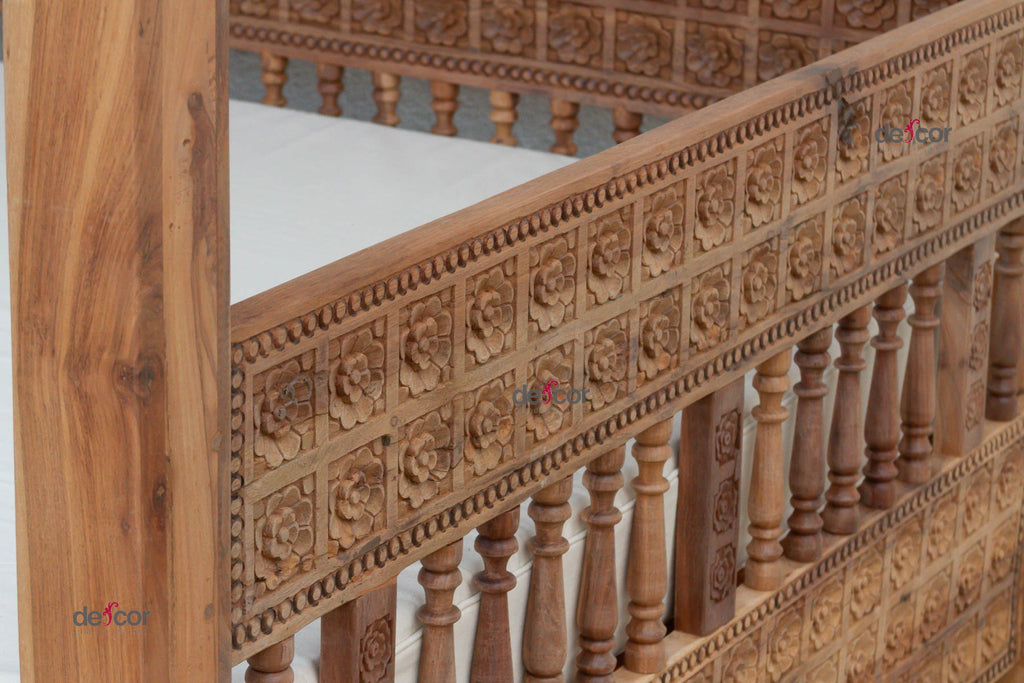 Carved Floral Jali Canopy Sanctuary Daybed