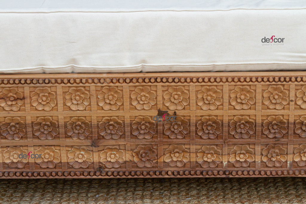 Carved Floral Jali Canopy Sanctuary Daybed